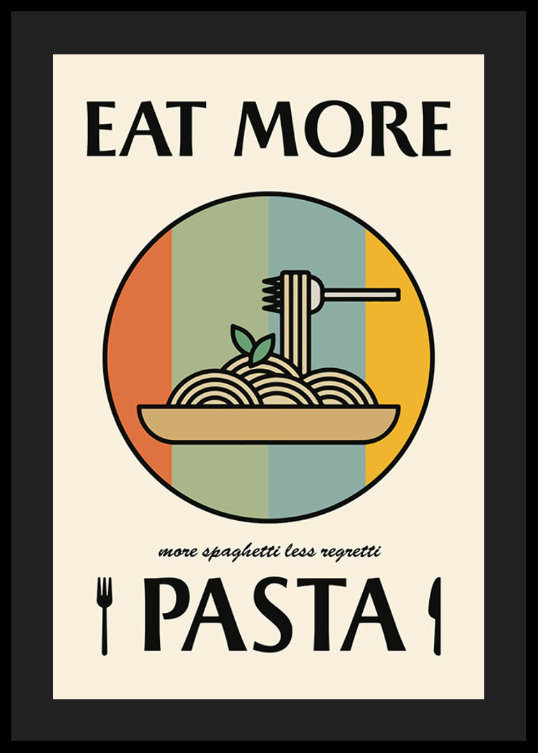 Illustrated pasta dish with fork against retro colored background-12