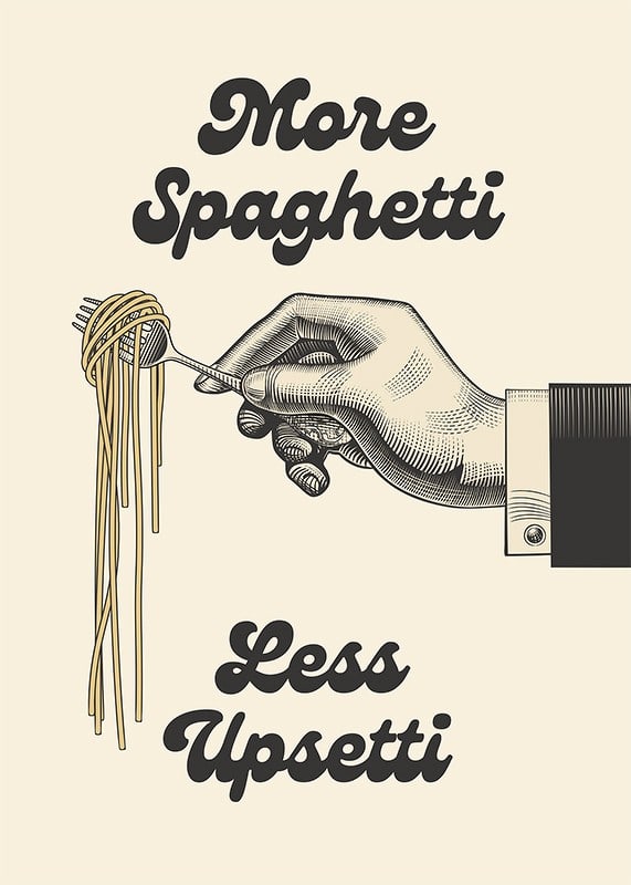Illustrated hand holding a fork with spaghetti-12