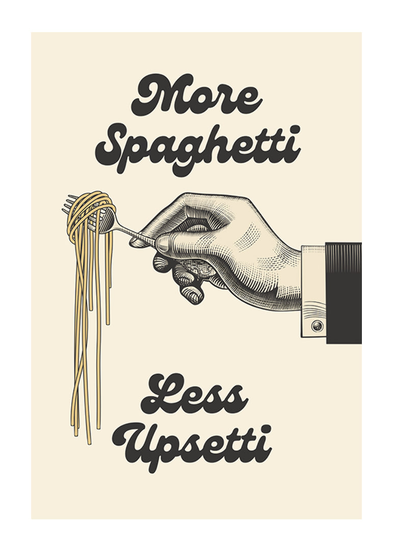 Illustrated hand holding a fork with spaghetti-12