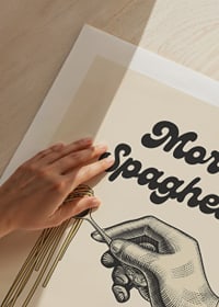 Illustrated hand holding a fork with spaghetti-9