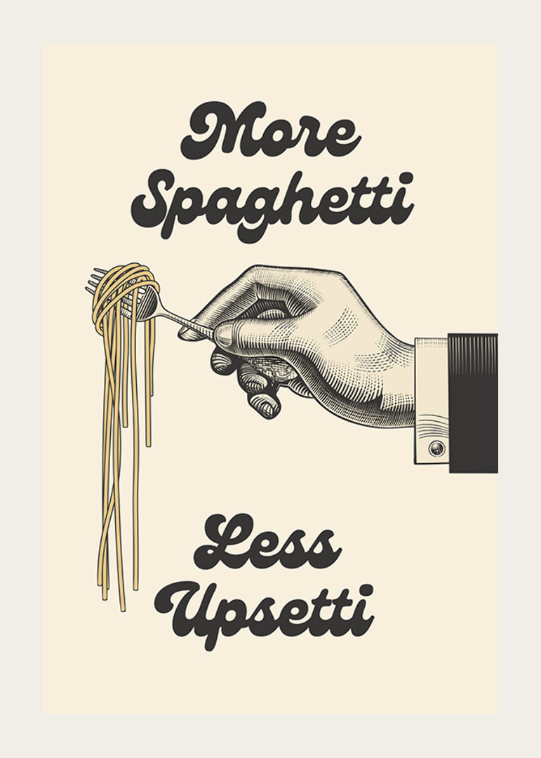 Illustrated hand holding a fork with spaghetti-12