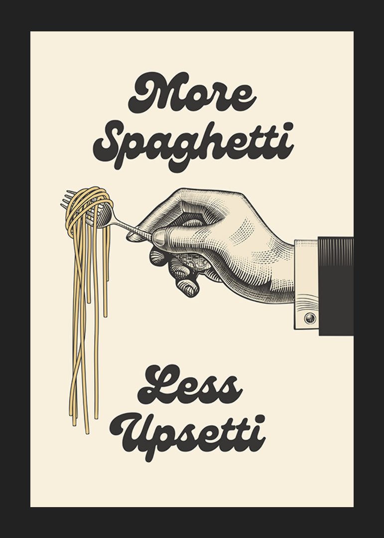 Illustrated hand holding a fork with spaghetti-12