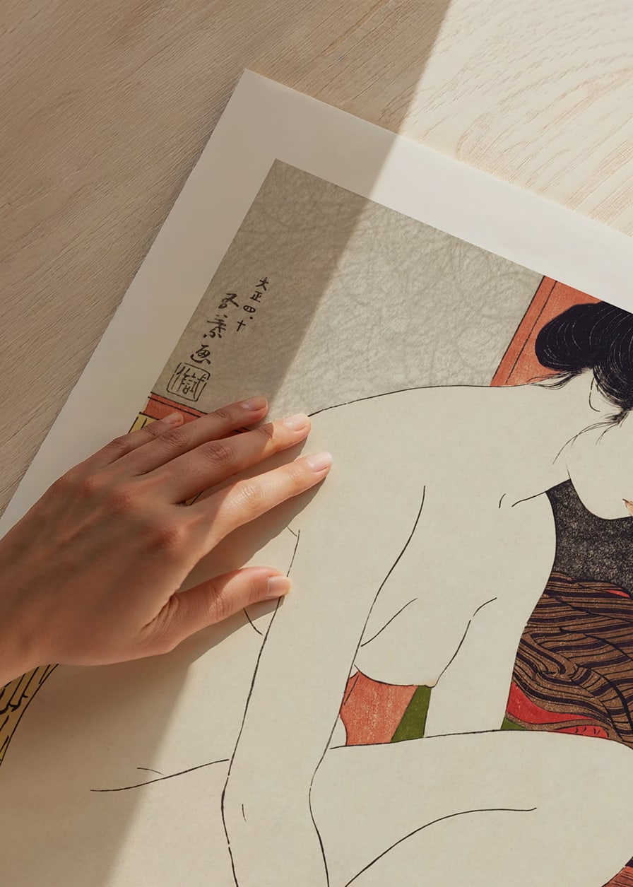 Retrato japonés de mujer después del baño en colores suaves.-12
