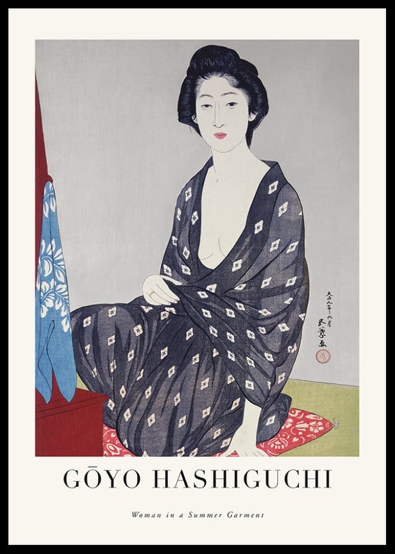 Japansk kvinde i mønstret sommerkimono af Goyō Hashiguchi-12