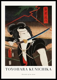 Japanese woodcut illustration of actor with sword-0