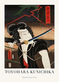 Japanese woodcut illustration of actor with sword-1