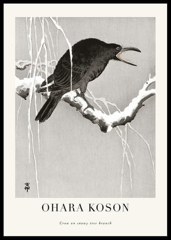 Poster Crow On Snowy Tree Branch No1 By Ohara Koson