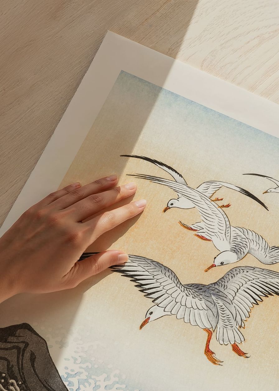  Five Seagulls Above Turbulent Sea By Ohara Koson-12