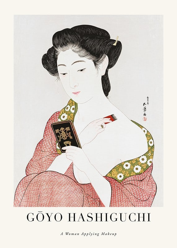 Plakāts A Woman Applying Makeup By Goyō Hashiguchi