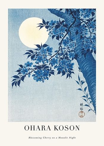 Plakatas Blossoming Cherry On A Moonlit Night By Ohara Koson 