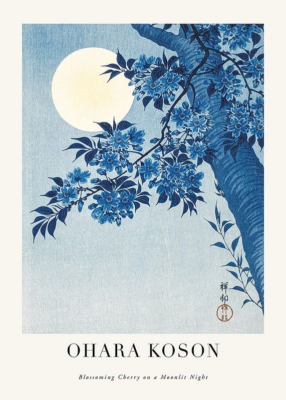 Blossoming Cherry On A Moonlit Night By Ohara Koson -12