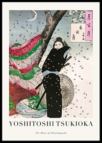 Japanese woman in colorful kimono under cherry blossoms, Yoshitoshi-0
