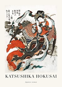 Woman in colorful kimono playing flute, Japanese ukiyo-e style-1