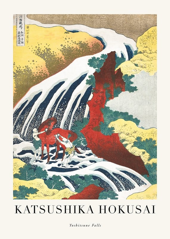 Plakāts Yoshitsune Falls By Katsushika Hokusai
