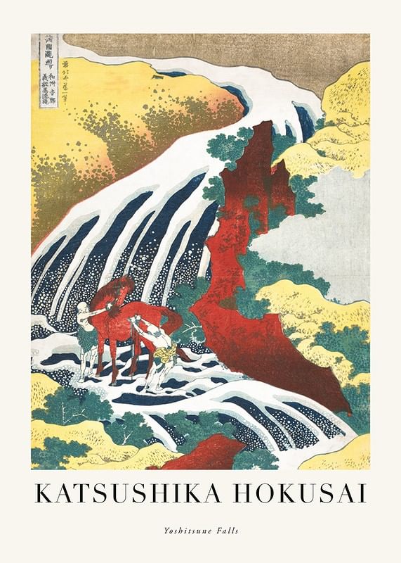 Plagát Yoshitsune Falls By Katsushika Hokusai