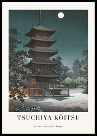 Pagod vid Asakusa Kinryūzan-templet i kvällsljus, Tsuchiya Kōitsu-0