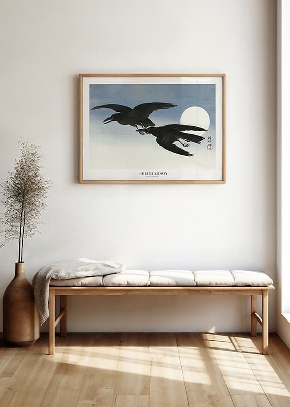 Plakāts Crows At Full Moon By Ohara Koson crossfade