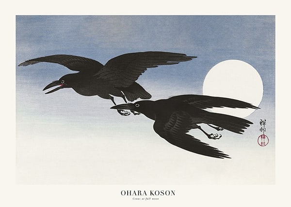 Plakāts Crows At Full Moon By Ohara Koson