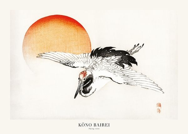 Plagát Flying Crane By Kōno Bairei