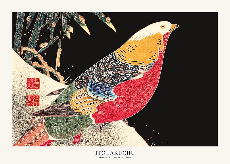 Golden Pheasant In The Snow By Ito Jakuchu-12