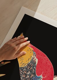 Colorful pheasant in snowy landscape with black and yellow details by Ito Jakuchu-3