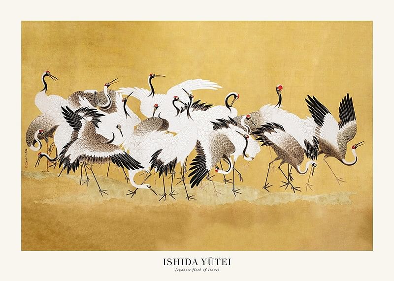 Japanese Flock Of Cranes By Ishida Yūtei-12