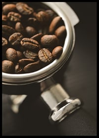 Photograph of espresso machine portafilter with coffee beans-6