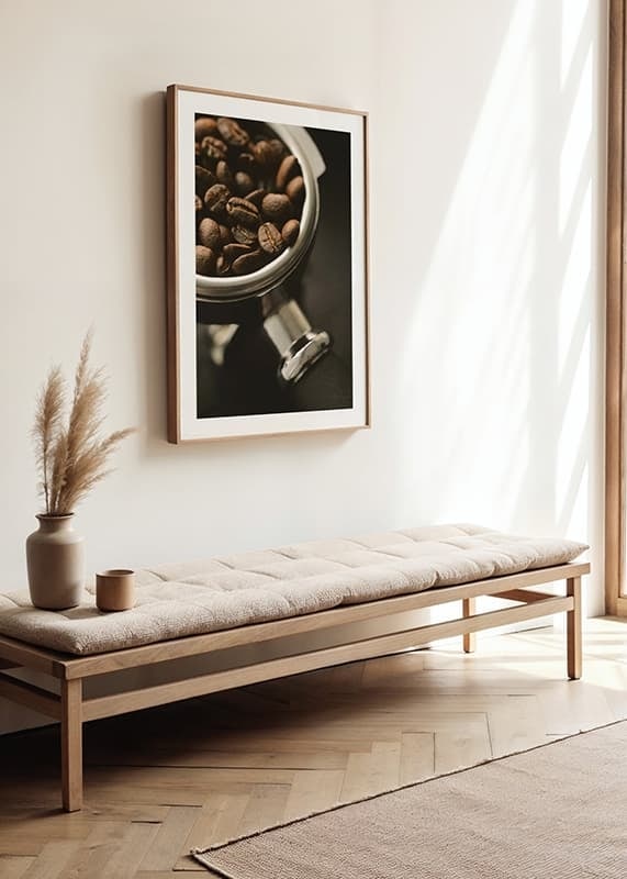 Photograph of espresso machine portafilter with coffee beans-12