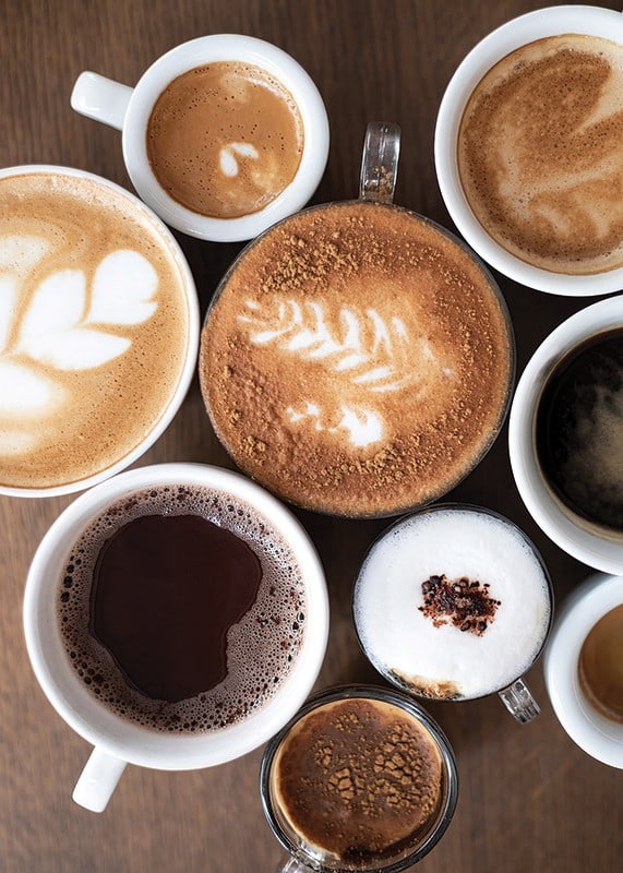 Photograph of different coffee cups with varying brews-12