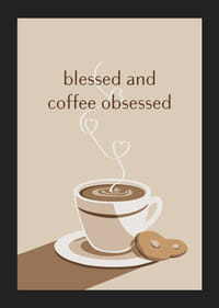 Ilustrēta kafijas krūze ar sirds formas tvaikiem un kūku bēšos toņos-5