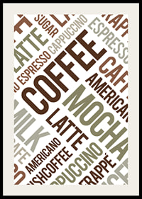 Typographic collection of coffee terms in brown and green-2