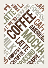 Typografisk samling af kaffeudtryk i brunt og grønt-3