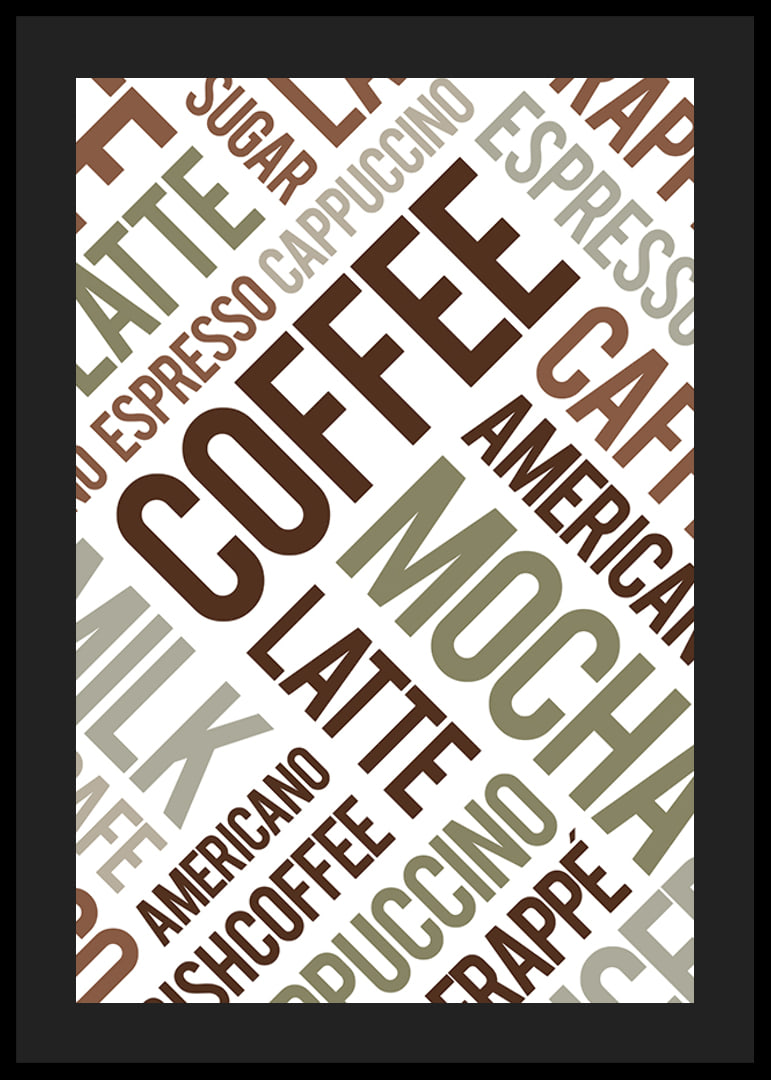 Typographic collection of coffee terms in brown and green-12