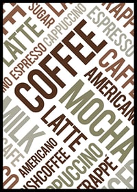 Typographic collection of coffee terms in brown and green-6
