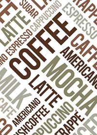 Typographic collection of coffee terms in brown and green-7