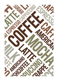 Typographic collection of coffee terms in brown and green-1