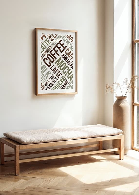 Typographic collection of coffee terms in brown and green-12