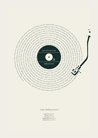 Grafisk illustration av vinylskiva med Bob Dylans text-3