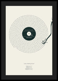 Grafische Darstellung einer Vinyl-Schallplatte mit den Liedtexten von Bob Dylan-4