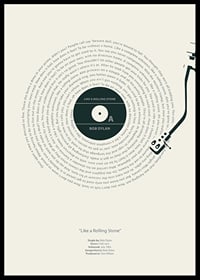 Grafisk illustration av vinylskiva med Bob Dylans text-6