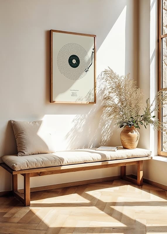 Grafisk illustration av vinylskiva med Bob Dylans text-12