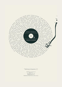Grafická vinylová platňa s textami piesní Sinead O'Connor v čiernobielej farbe-3