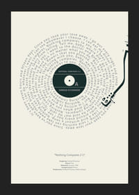 Grafická vinylová platňa s textami piesní Sinead O'Connor v čiernobielej farbe-5