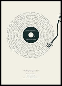 Disque vinyle graphique avec les paroles de Sinead O'Connor en noir et blanc-6