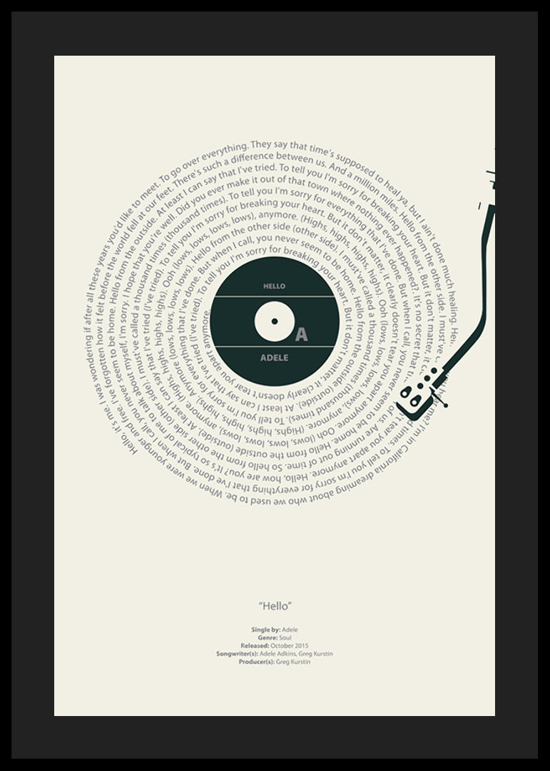 Graphic illustration of a vinyl record with Adele's lyrics-12