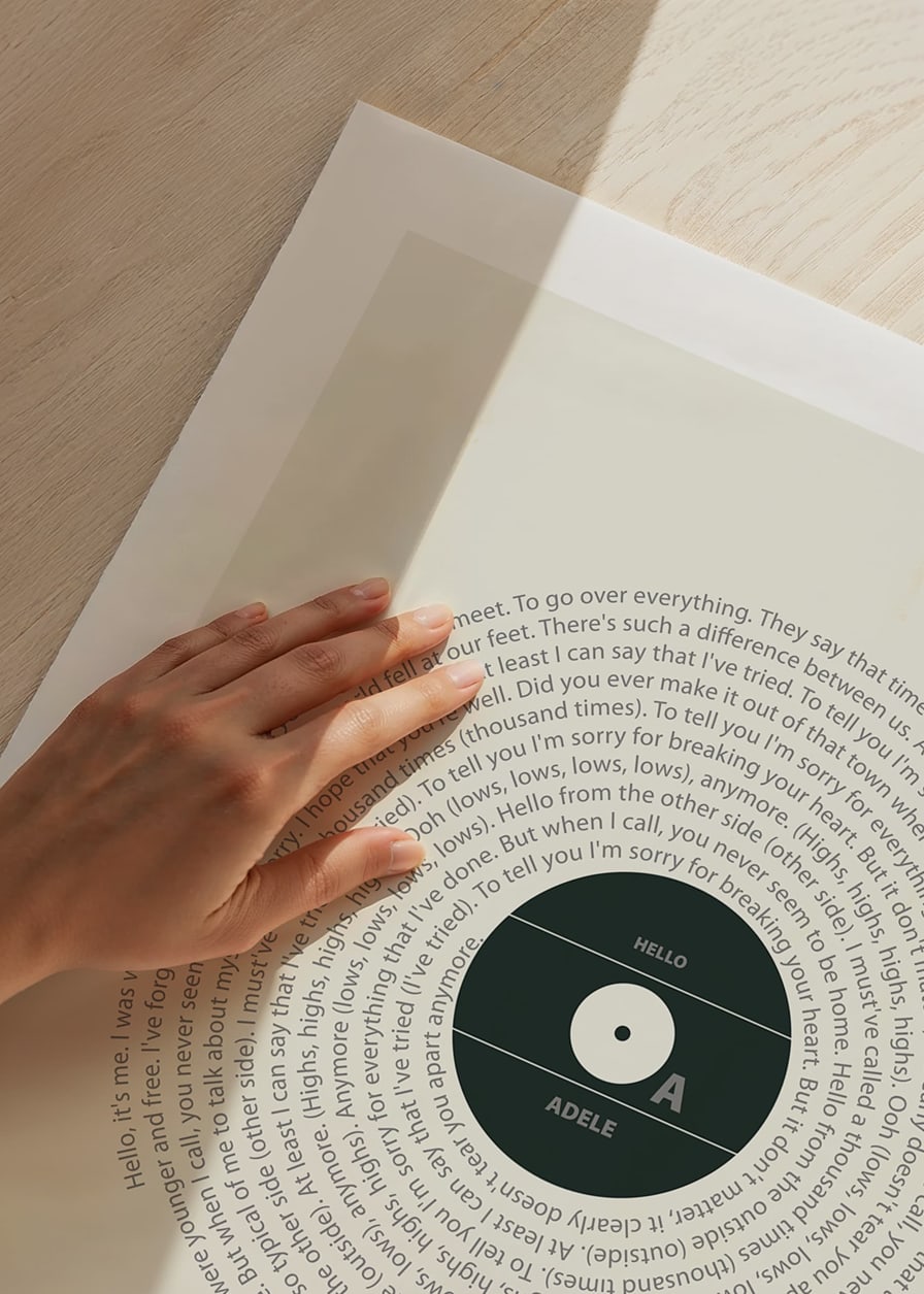 Graphic illustration of a vinyl record with Adele's lyrics-12