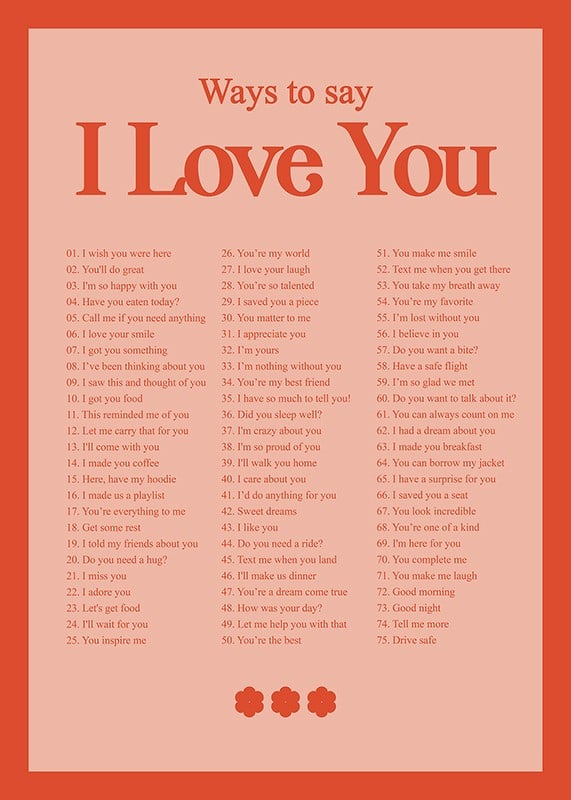 Plakāts Ways To Say I Love You