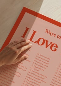 English text list with 75 ways to express love in red-pink color scheme-3