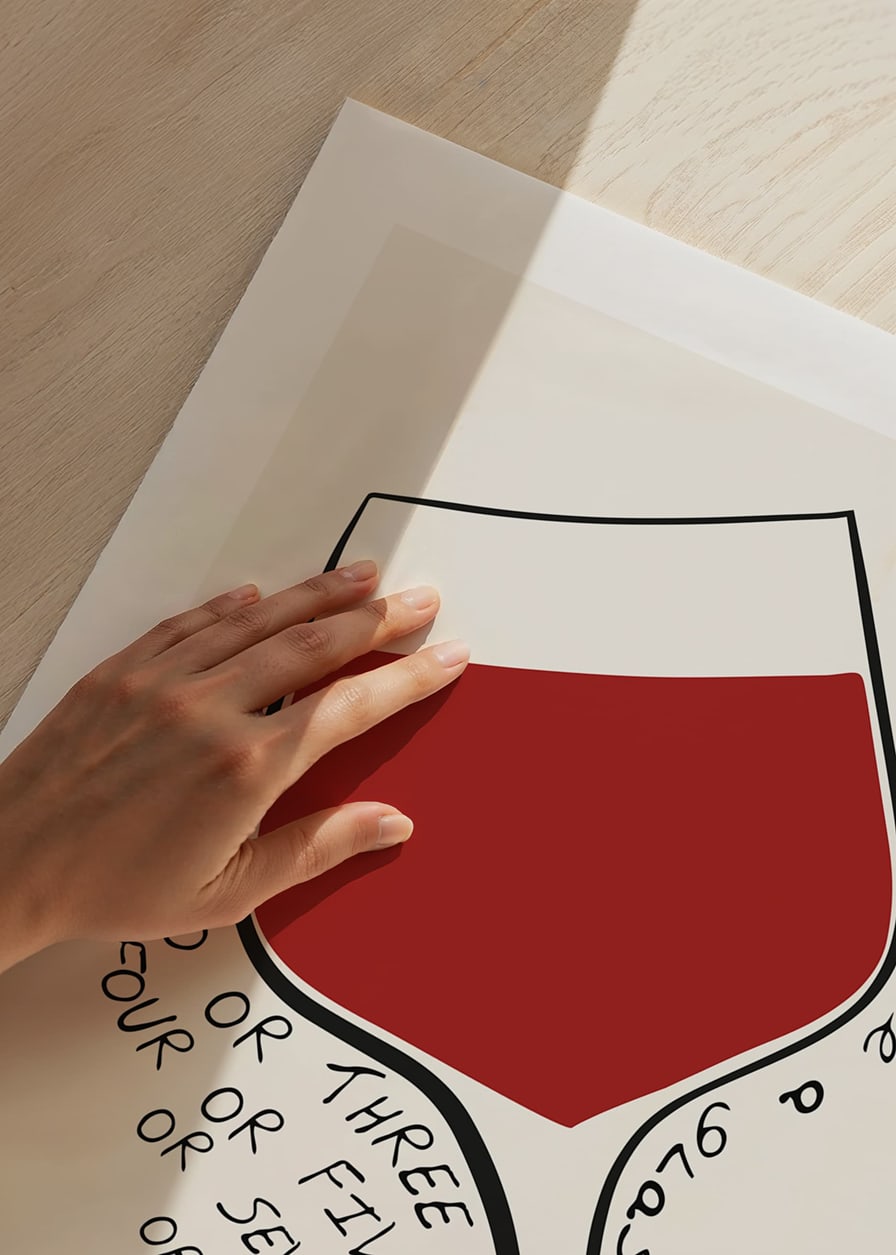 Illustrated wine glass with red drink and handwritten English text-12