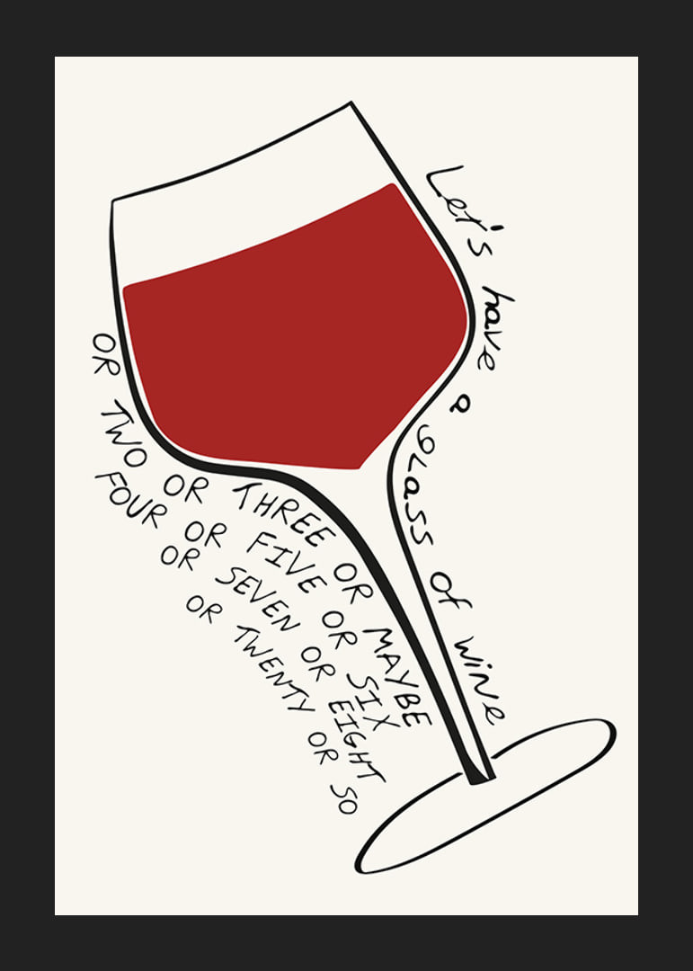 Illustrated wine glass with red drink and handwritten English text-12